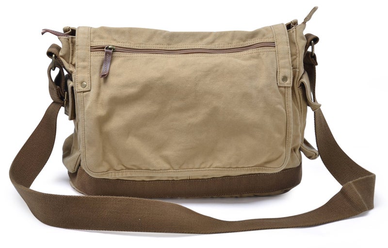 GOOTIUM Canvas Messenger Bag - Vintage Cross Body Shoulder Satchel, Khaki - Image 1